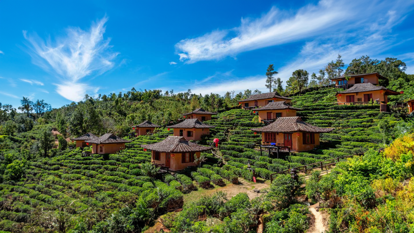 Village traditionnel au cœur des plantations de thé bio en Thaïlande du Nord